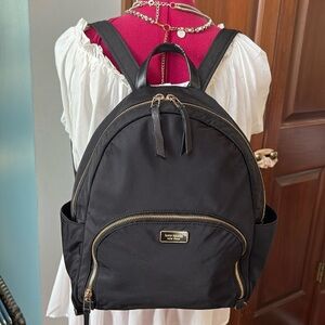 Kate Spade  backpack  sling back  knapsack  nylon  Black  Gold tone HW